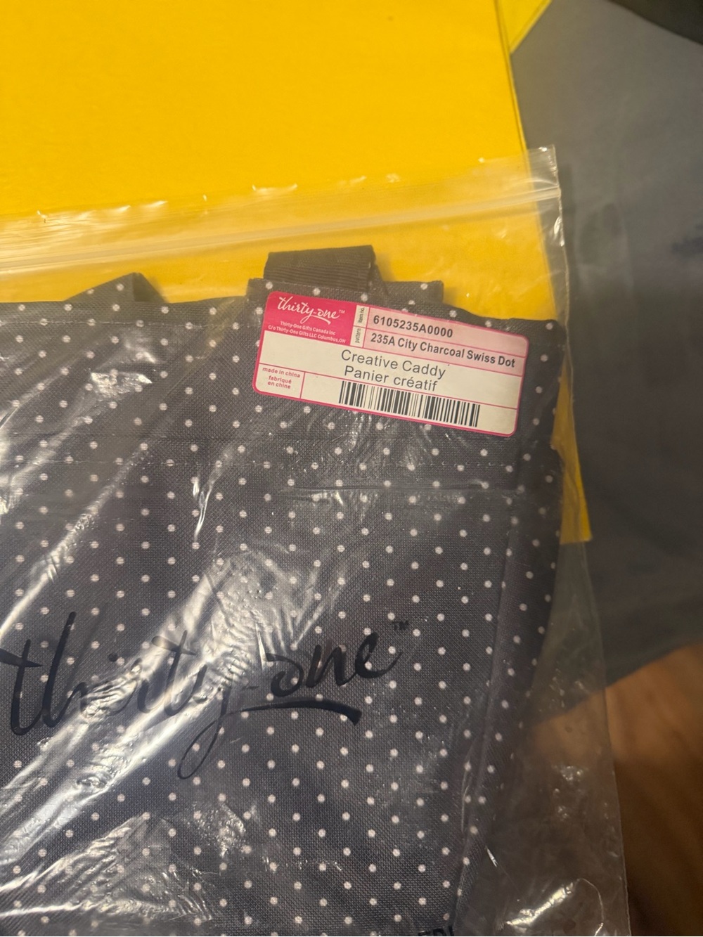 thirty-one Charcoal with White Swiss Dot Organizer Tote